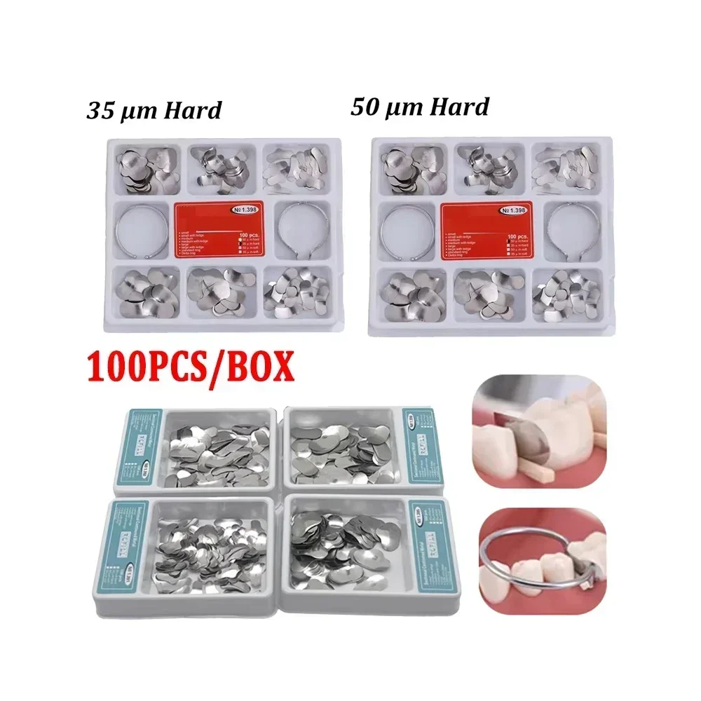 

100PCS Dental Matrix Sectional Contoured Matrices Metal Stainless Steel Matrix Sectional Contoured Dentistry Laboratory Material