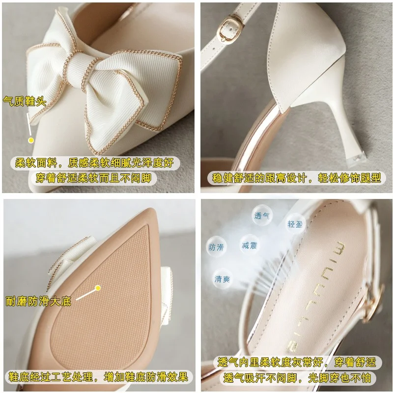 Medium Heel Heels Women\'s Shoes Trend Pointed Toe Butterfly Stilettos Elegant Dress Weddings Bridal Party White Designer