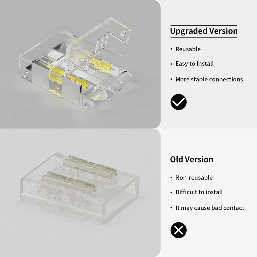 A45M 10mm Connectors for CCT Tunable COB LED Strip Light 3 Pin Solderless Terminal Extension Connection Kit