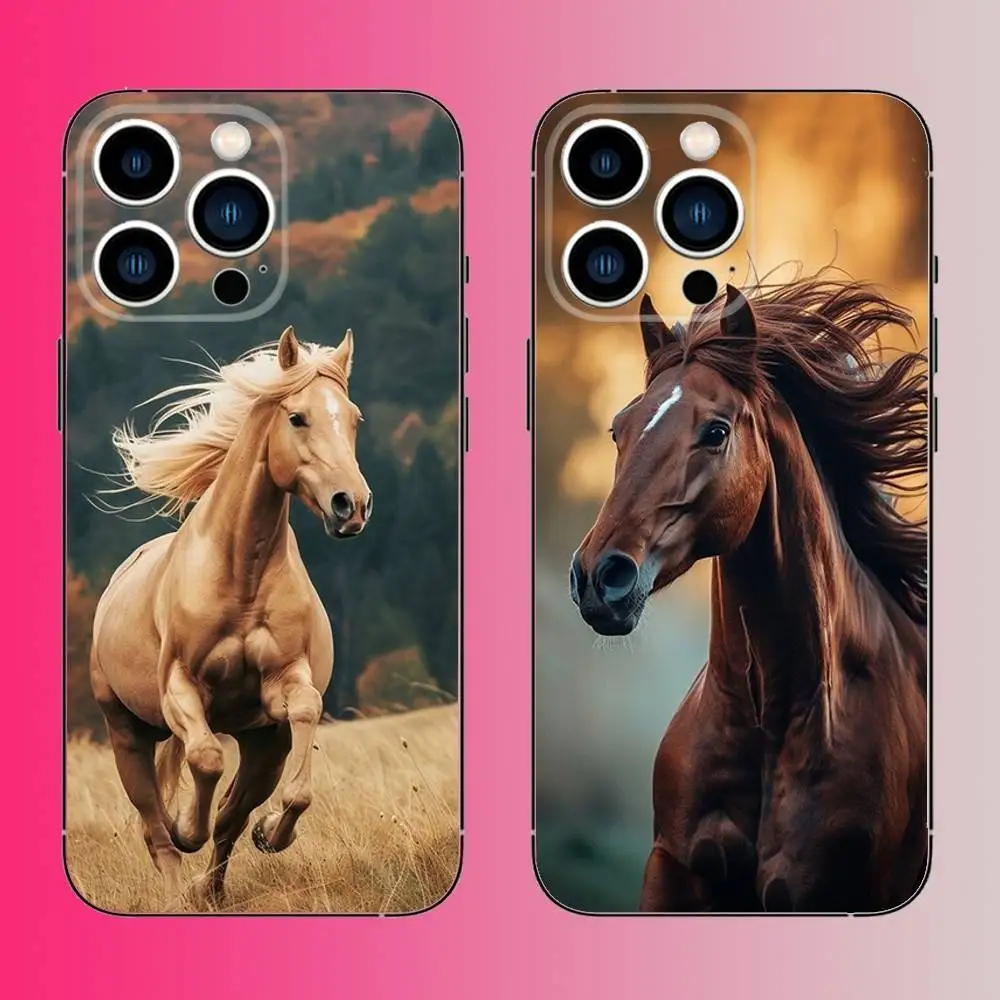 

Animal Horse Phone Case For iPhone 16,15,14,13,12,11,Pro,Max,Plus,Mini,X,XS,XR,8,7,6,S,SE Soft Black Case