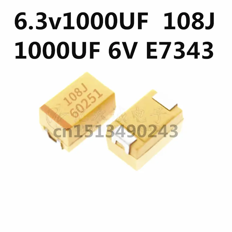 Oryginalny 5 sztuk/6.3v1000UF 108J 1000UF 6V E7343 E kondensator tantalowy