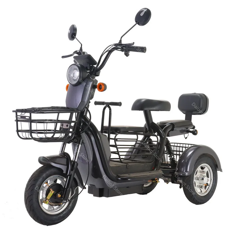 

Parent-Child Electric Tricycle For Adult 2 3 Seat Dual Drive Powerful 48V 800W 3 Wheel Mobility Scooter With Turn Signal Lights