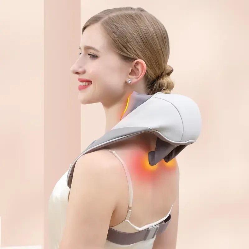 Portable Hot Compress Shoulder and Neck Massager with Kneading Function for Deep Tissue Therapy Hands Free Use Custom Logo