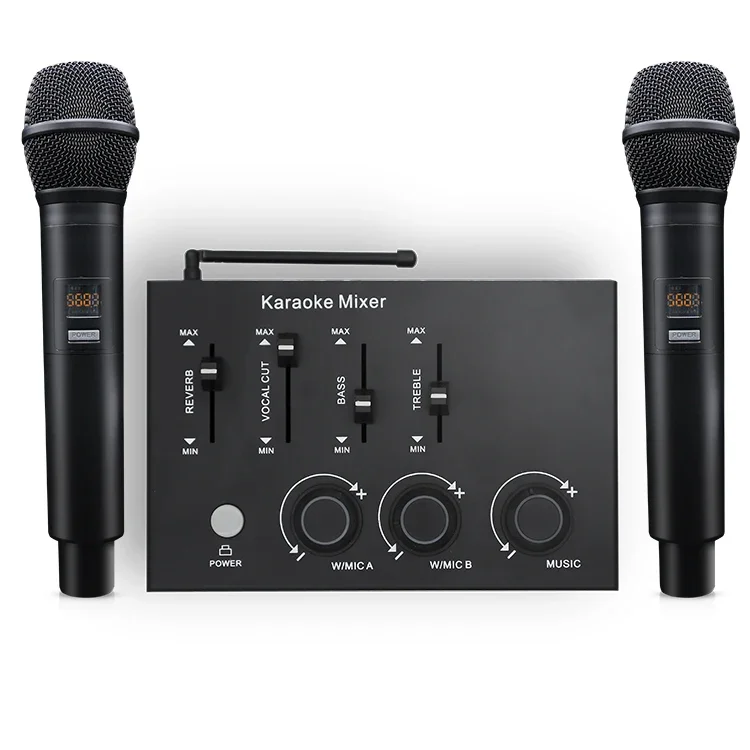 

Karaoke Mixer System Dual UHF Karaoke Wireless Microphone HD Optical AUX Smart TV PC KTV Singing Amplifier Speaker Karaoke Mixer