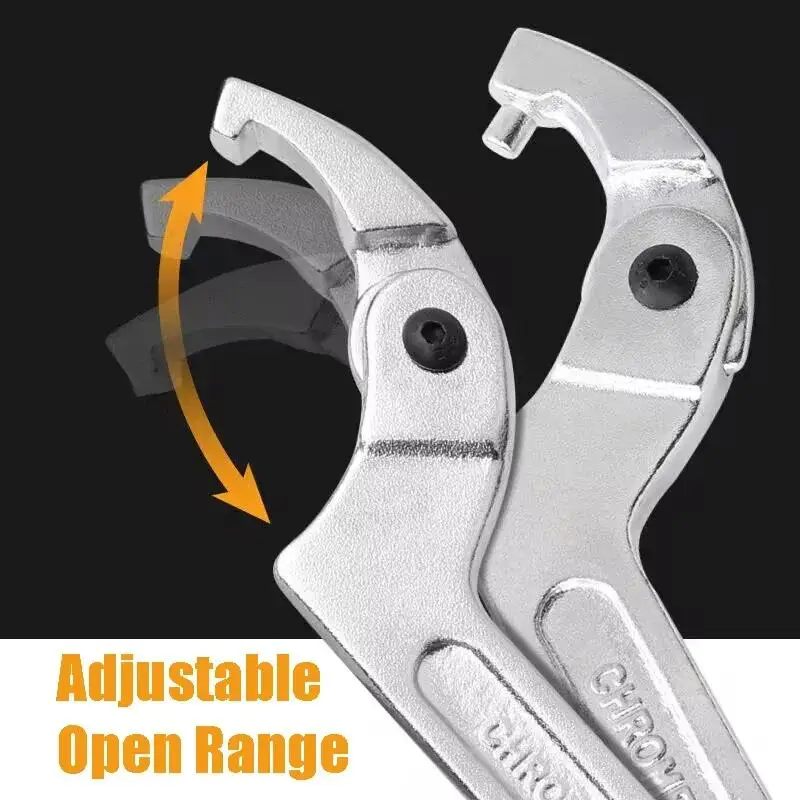 1pc Adjustable Hook Spanner Wrench Set, Universal C-Shape Round & Square Head, Nut Bolt Driver for Repair