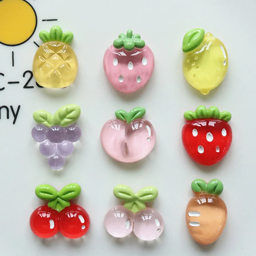 10PCS ล้างผลไม้มะนาวพีช Miniature กลับเรซิ่น Cabochons สําหรับ Hairpin Scrapbooking DIY Home Decor CRAFT อุปกรณ์เสริม