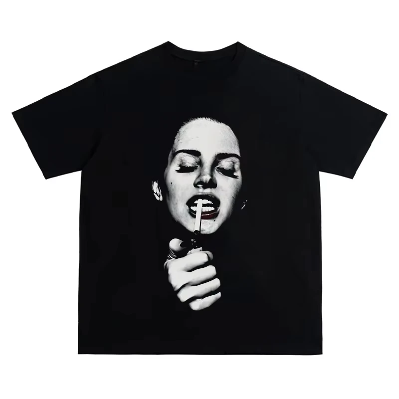 2025 nueva camiseta gráfica con estampado de retrato de la costa oeste americana de Lana Del Rey, camiseta de manga corta para hombre, ropa de hombre de alta calidad