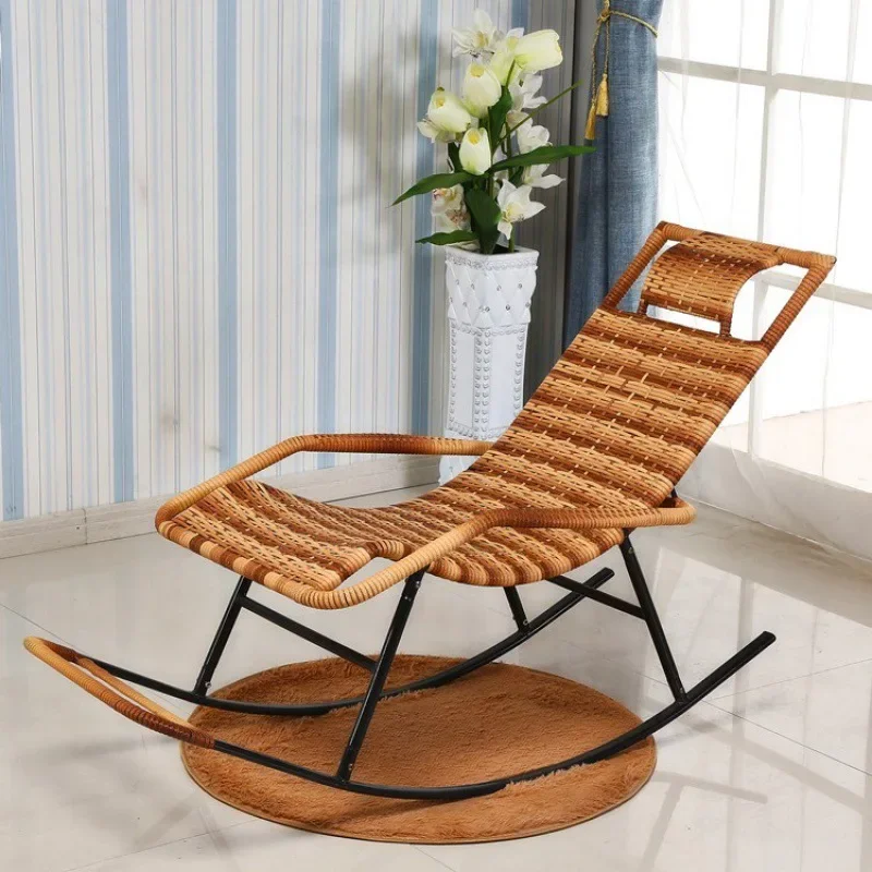 Summer recliner rocking chair home nap nap chair backrest lazy old man balcony leisure beach rattan chair rattan weaving