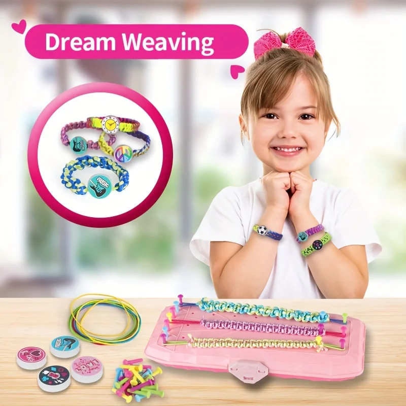 

DIY Hand Cord Knitting Kit, Creative Braiding Bracelet Making Set, Colorful Friendship Bracelet Craft Supplies, Weaving Kit