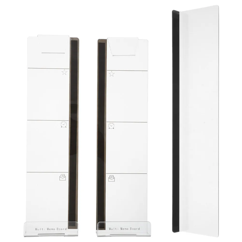3Pcs Transparent Acrylic Monitor Memo Board Side Mount Paper Holder Reusable Adhesive Computer Notes Message Board Office Must