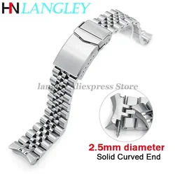 22mm Solid Stainless Steel for Jubilee Curved End Watchband for Seiko SRP777/773 SRPA21 for Water Ghost 2.5mm Link Pin Bracelet