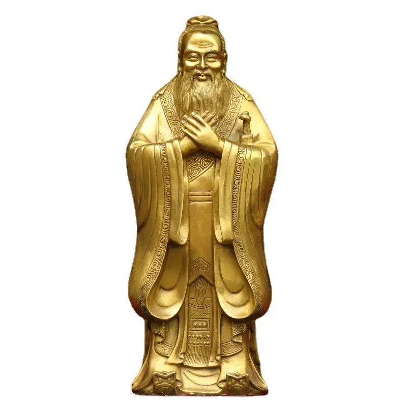 

1pcs Collectible Chinese Copper Carved Confucius Sculpture /Antique Confucius Statue Home Furnishing Gifts for Teachers~