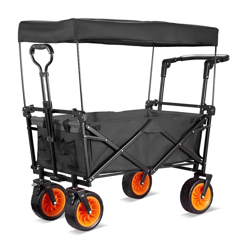 Modern Garden Carts Outdoor Camping Cart with Wheels Garden Supplies Folding Cart Picnic Fishing Shopping Cart Portable Trailer