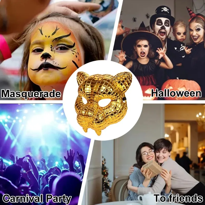 Halloween Tier-Cosplay Löwe Tiger Leopard Bühnenshow-Requisite Maske Goldener Leopard Partymaske Kostümzubehör Partyzubehör – Detail 2