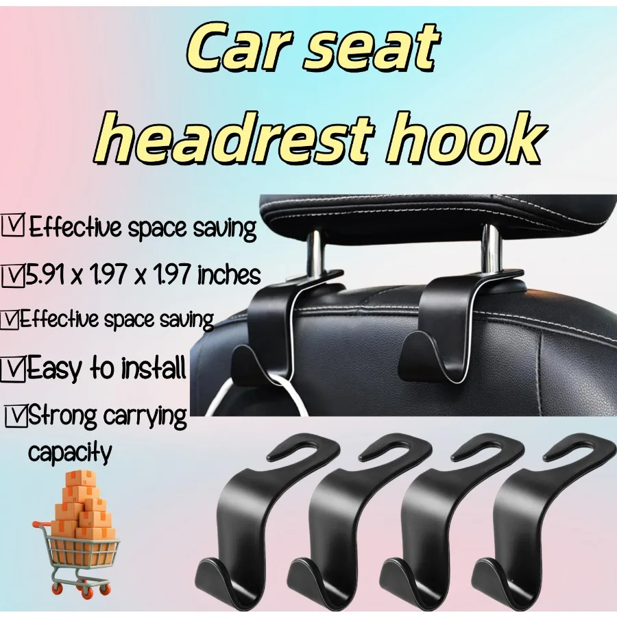 

Крючки для подголовников автомобиля, 4 шт., сверхмощные крючки-органайзеры для кошельков, продуктовых сумок, путешествий и поездок на работу