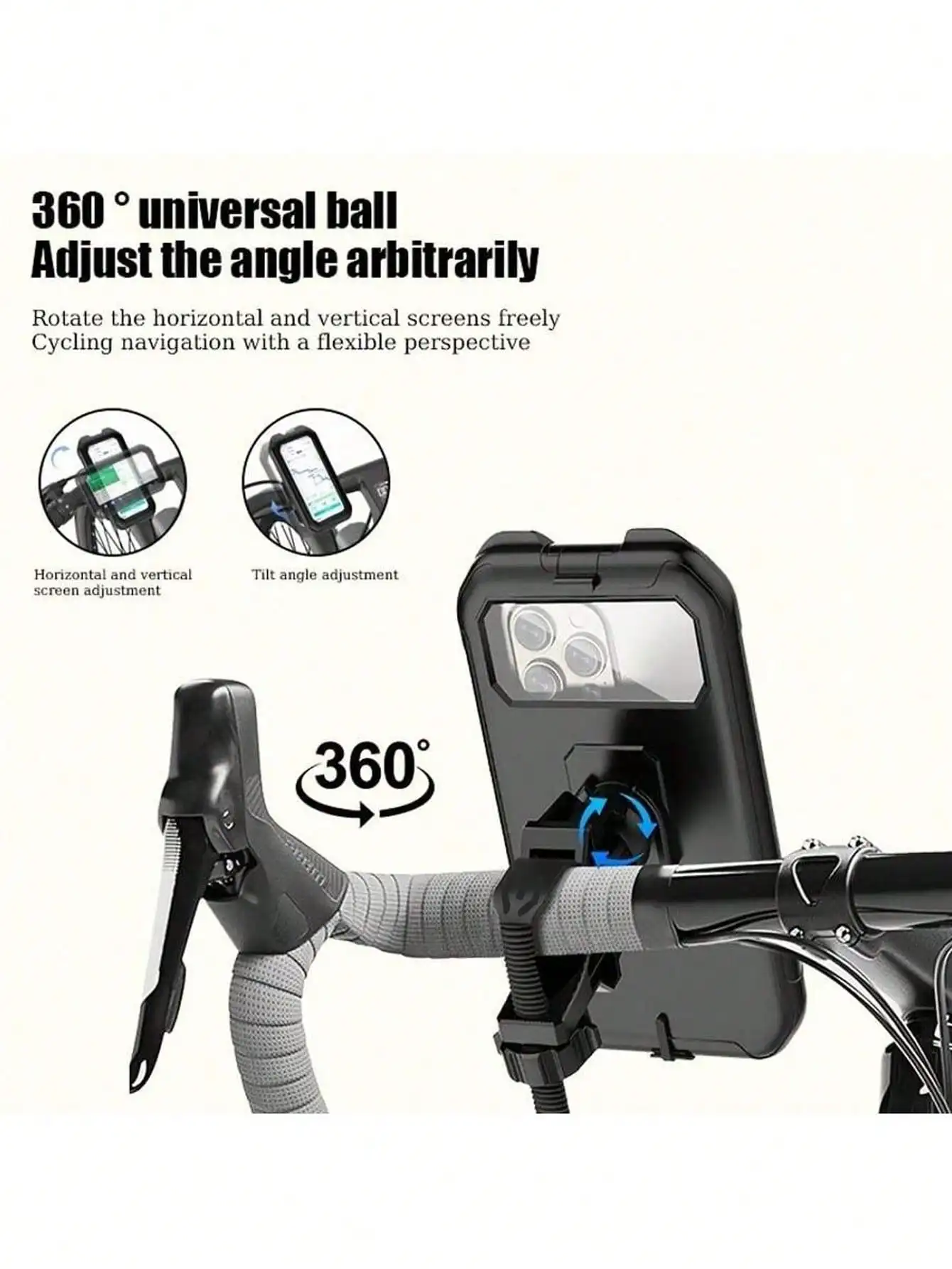 1 universal bicycle phone holder, made of waterproof ABS material, suitable for 4-6.9-inch TPU touch screens