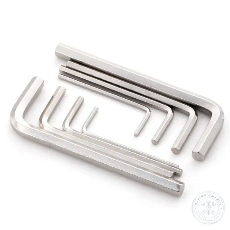 Nickel Plated L Shape Flat Head Allen Hex Key Wrench M0.7 M0.9 M1.27 M1.5 M2 M2.5 M3 M4 M5 M6 M8 M10 M12 M14 M17 Spanner