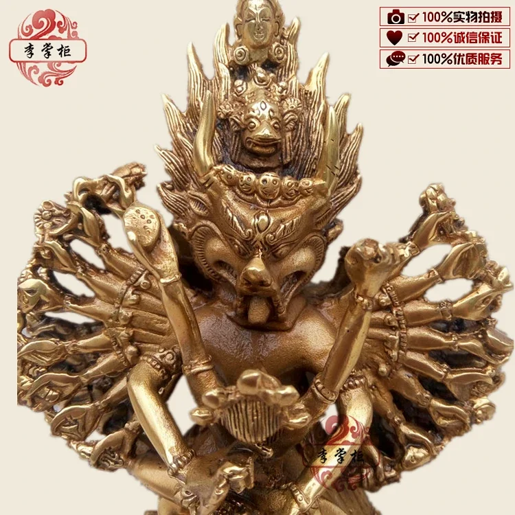 Tibetan Nepalese Tantra, pure copper Daweide Vajra Buddha statue, double-bodied Mingwang Protector, ornaments are packed with fr