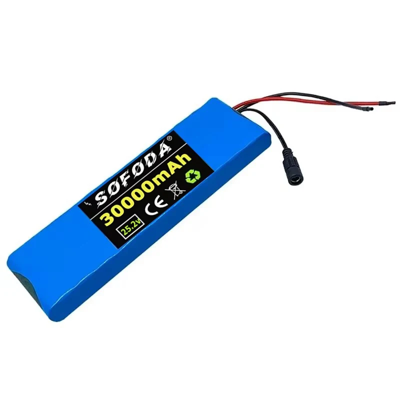 24V 30000mAh 6S2P 18650 Lithium Battery Pack 25.2V 30000mAh With BMS For Electric Bicycle Moped + 2A Batteries Charger