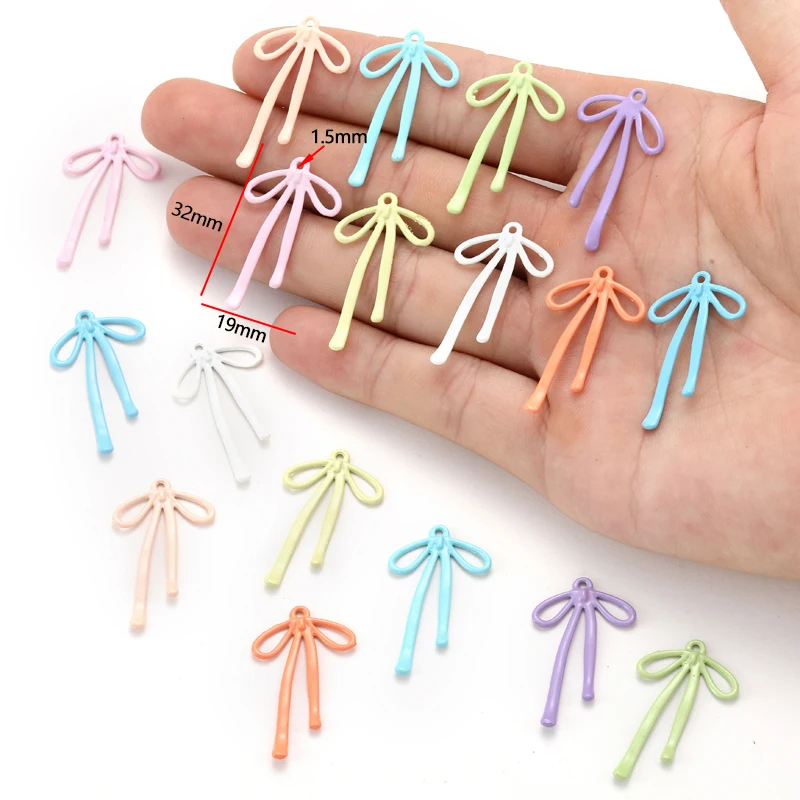 5 stks Kleine Hoge kwaliteit Spray verf Boog Charme Vrouw Oorbel Ketting Lichtmetalen Bedels voor Sieraden Maken 32*19mm W310