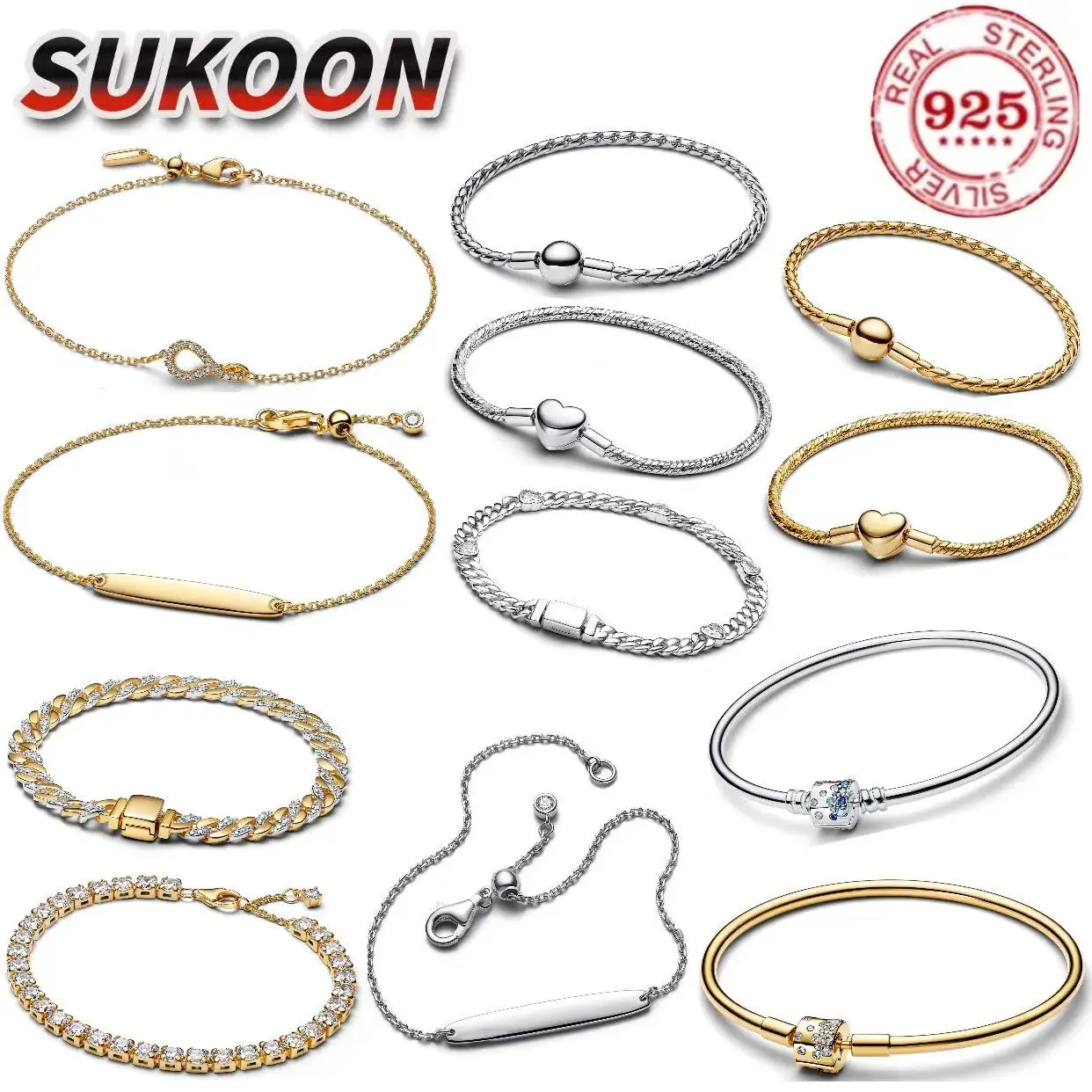 Gorąca sprzedaż: luksusowa bransoletka z siatki w kształcie serca, wykonana ze srebra próby 925%, z cyrkoniami, do samodzielnego tworzenia biżuterii damskiej, idealna na prezent urodzinowy.