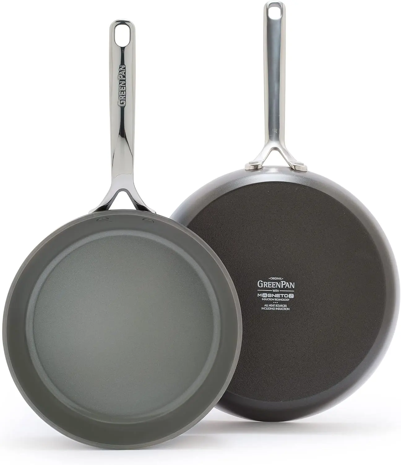 GP5 Hard Anodized Healthy Ceramic Nonstick 9.5” & 11” 2 Piece Frying Pan Skillet Set,Heavy Gauge Scratch Resistant