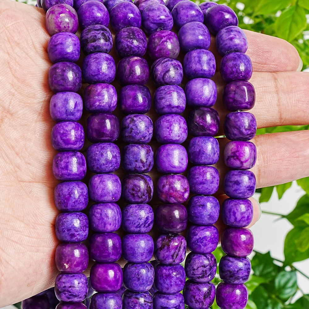 10x9mm Purple Simulated Sugilite Barrel Beads Polished Cushion Cut Loose Beads for Jewelry Making DIY Bracelet Necklace