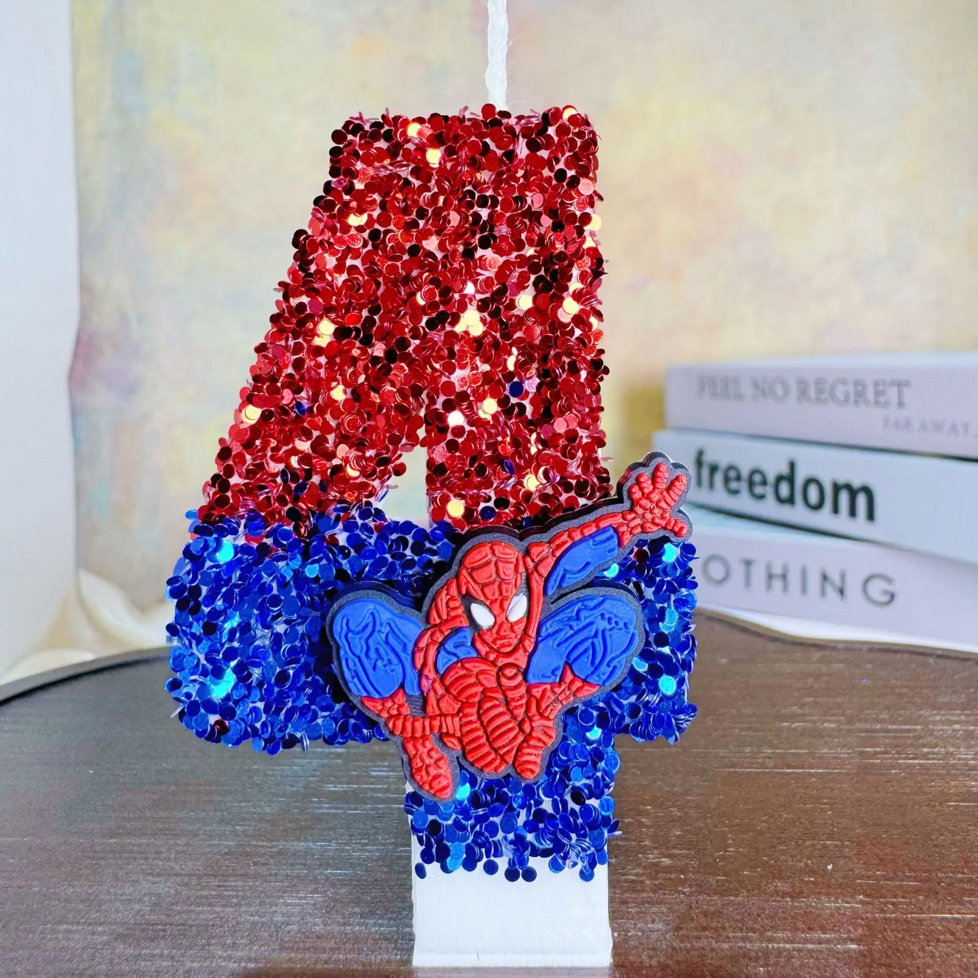 Bougie d'anniversaire numérique, décoration de gâteau de fête, bougie d'anniversaire, bricolage Spider-Man