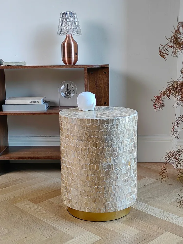 Nordic Home Living Room Decoration, Sofa, Side Coffee Table,Luxury Art,Handmade Shell Corner Tables, Seats,Pedestal Furniture