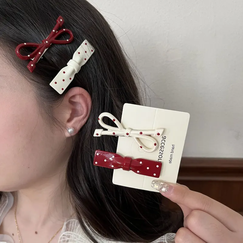 

Y2k Bow Red Polka Dot Design Women's Hair Clip Luxury Fashion Hot Girl Style Party Gift Side Clip Ladies Hair Accessories 2025