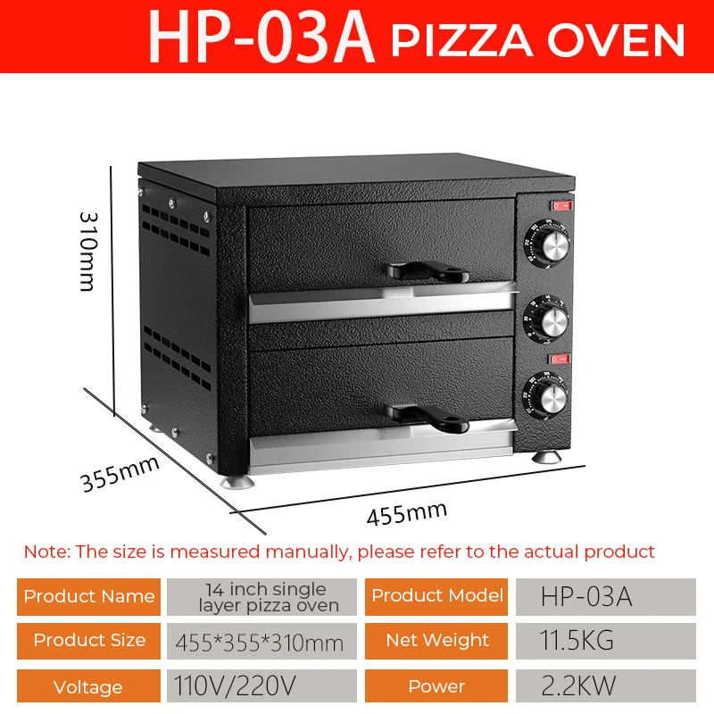 Commercial Double Pizza Oven Electric Oven Large Capacity Private Bakery Cake Bread Single Layer Pizza Oven