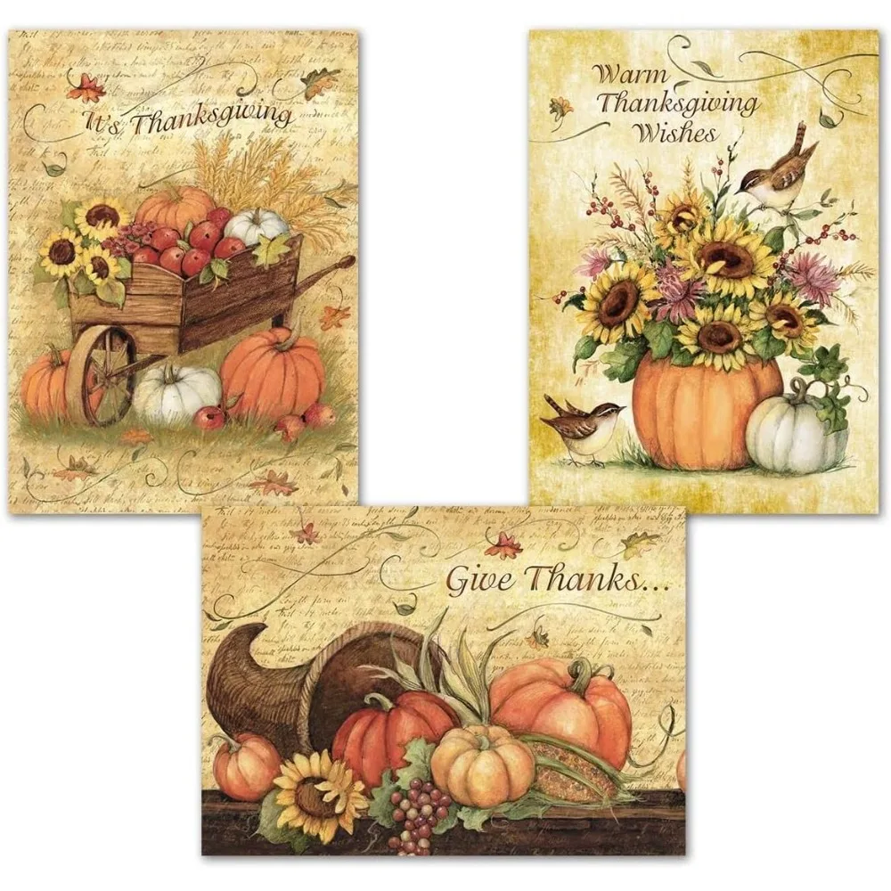 

Current Harvest Thanksgiving Greeting Cards Set - Themed Holiday Card Variety Value Pack, Set of 6 Large 5 x 7-Inch Cards