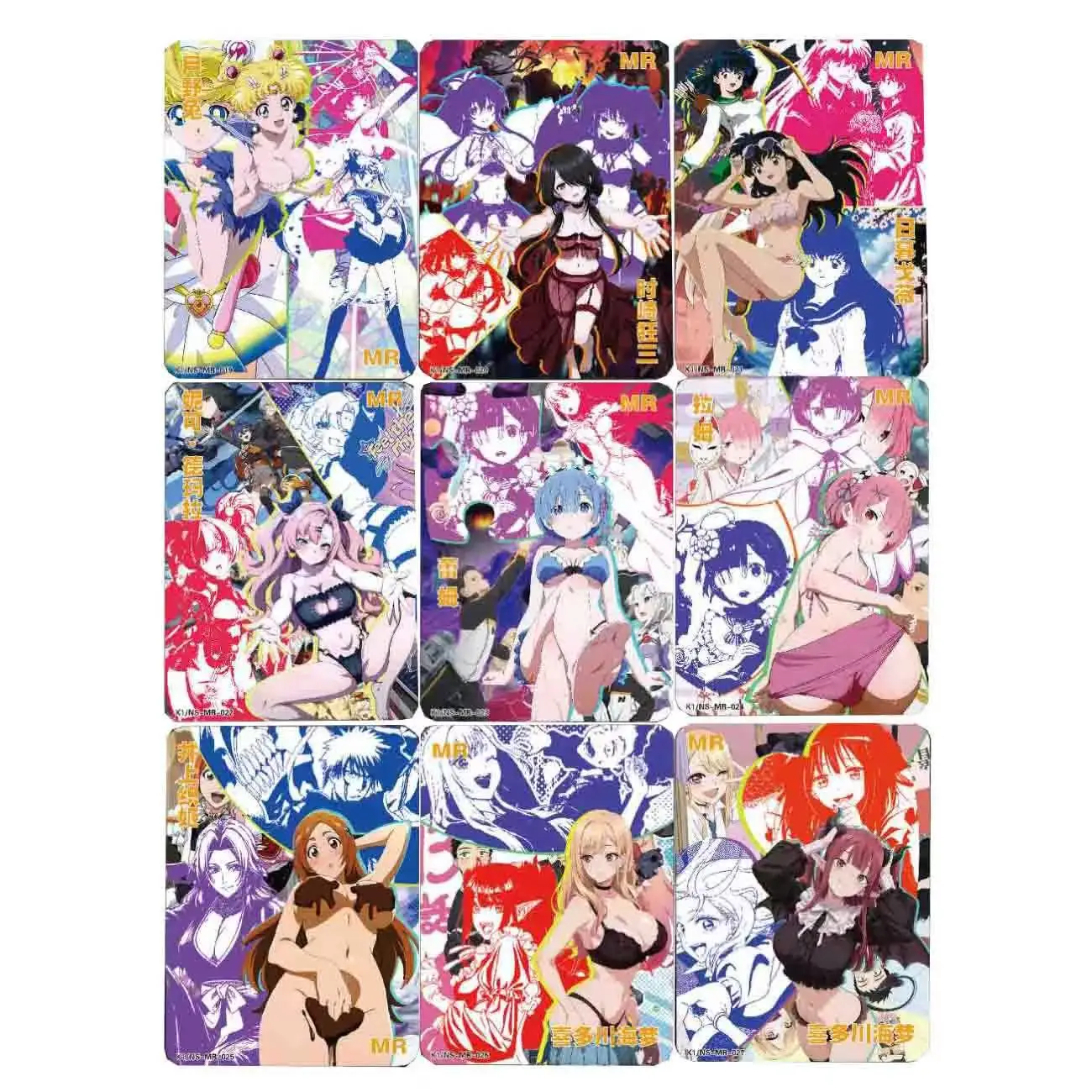 

9Pcs/set Diy Goddess Story Tsukino Usagi Rem Collection Card Refraction Color Flash Kitagawa Marin Ram Anime Cards Gift Toys