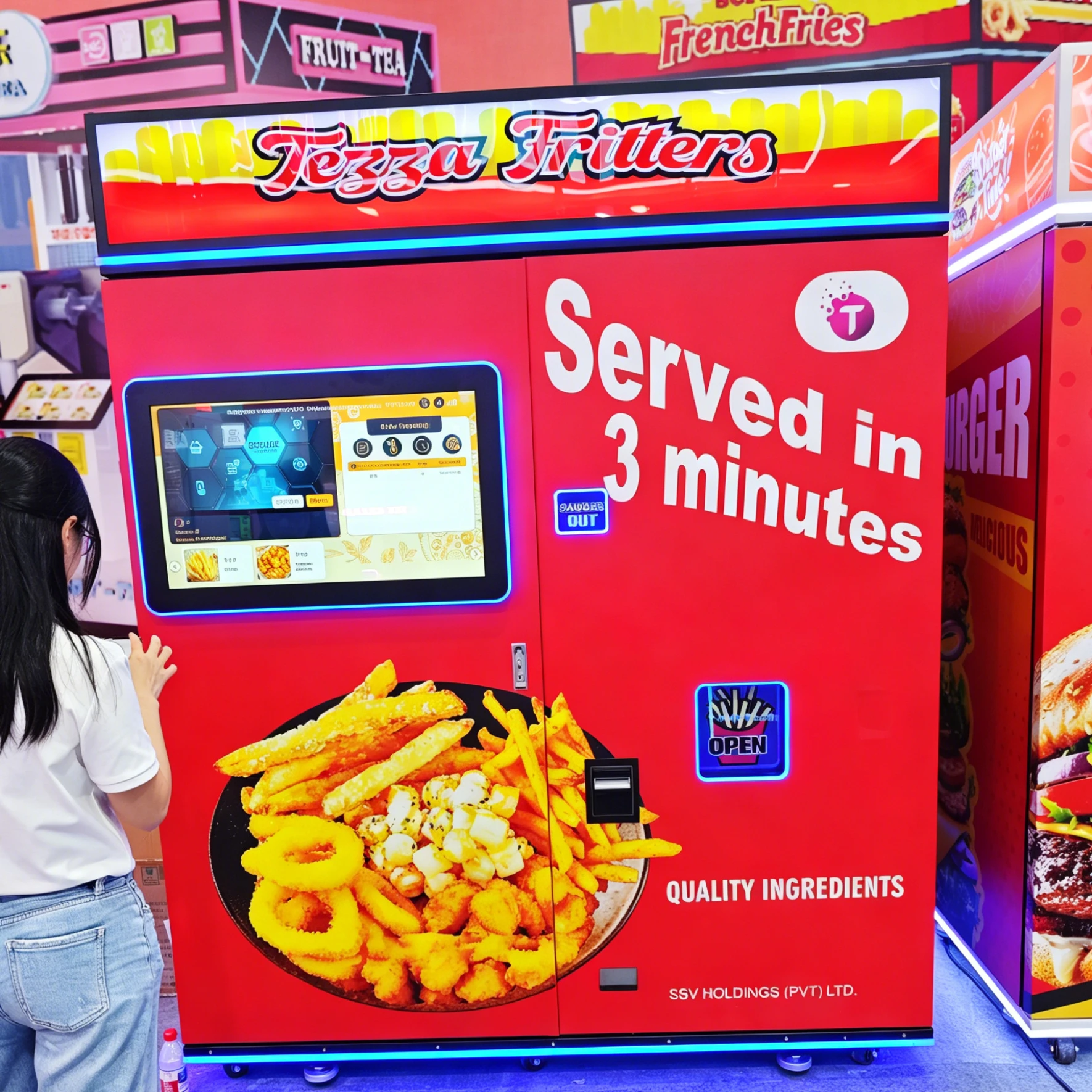 FOODLINE Customized  Dual-Food Fresh Fries Vending Machine Compressor Cooling 5G/Wi-Fi 120 Capacity for French