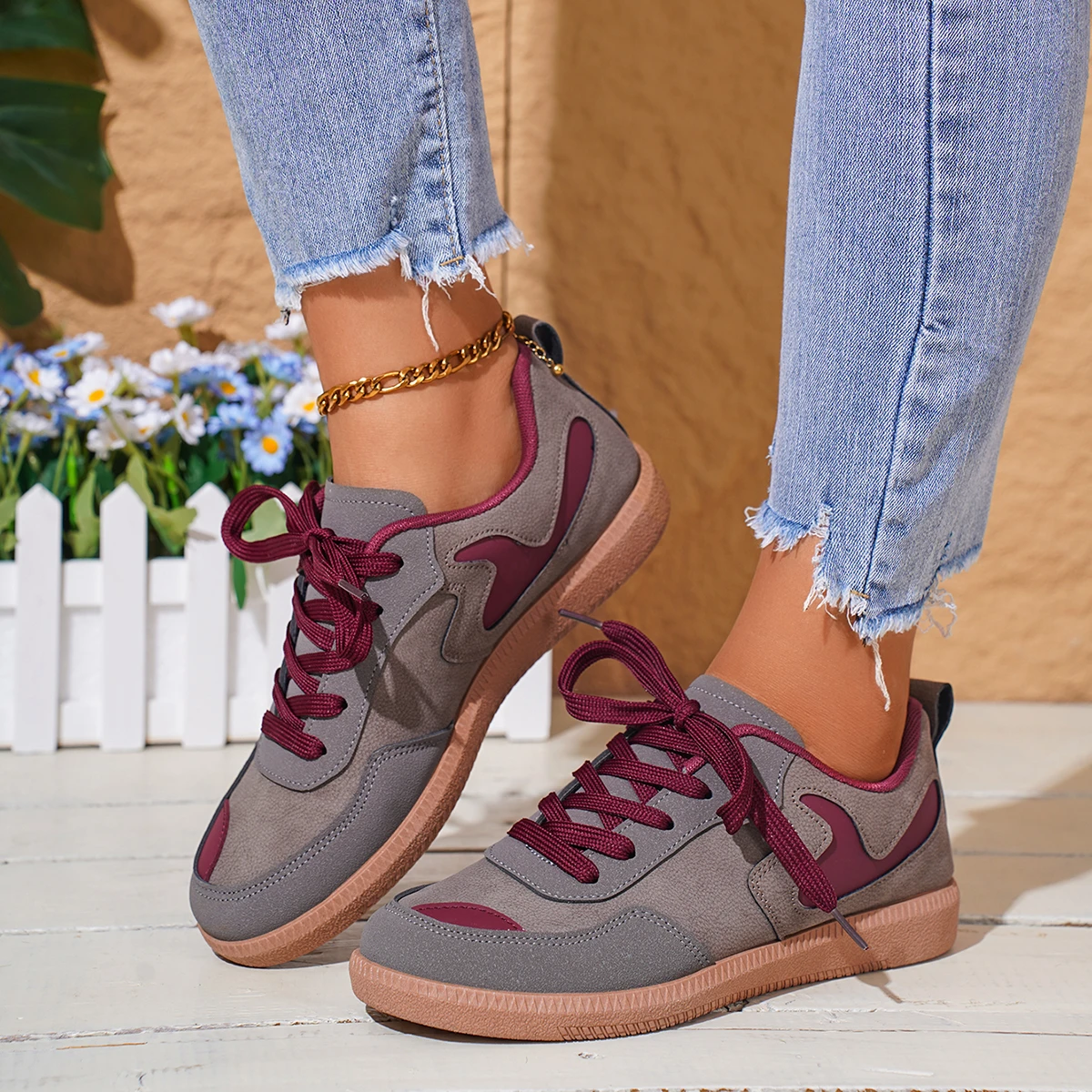 Mix Color Lace Up Casual Sneakers Woman 2024 Wygodne buty z miękką podeszwą dla kobiet Outdoor Sport Flats Tennis Female