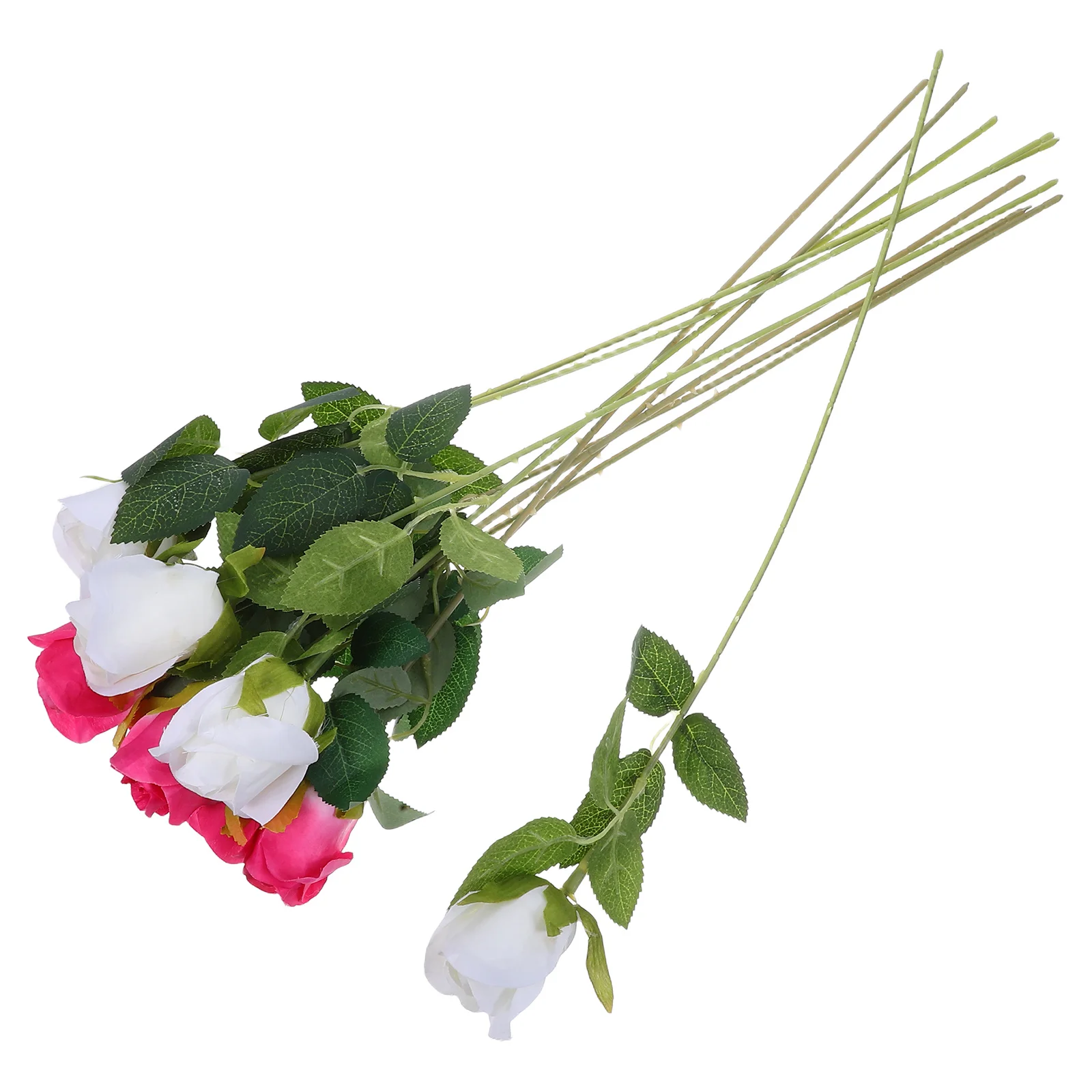 

10 Pcs Artificial Rose Wedding Flower Rosebud White Flowers Plastic Realistic Roses