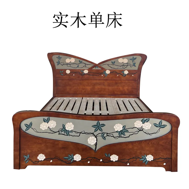 Retro butterfly princess bed/American country solid wood carving double bed