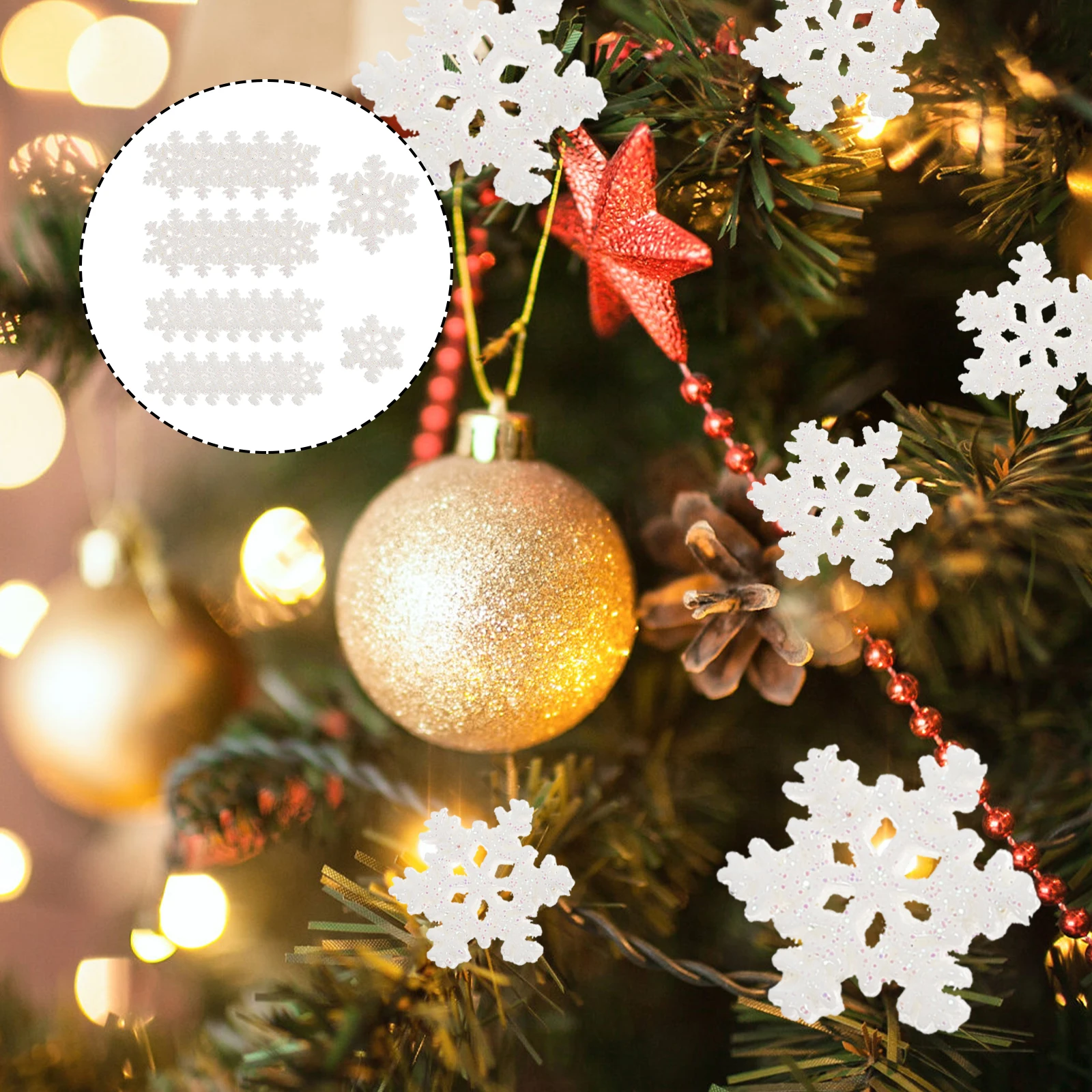 

100Pcs Xmas Mini Snowflake Resin Decors Decorative DIY Christmas Festival Ornaments Micro Landscape Xmas Mini Snowflake