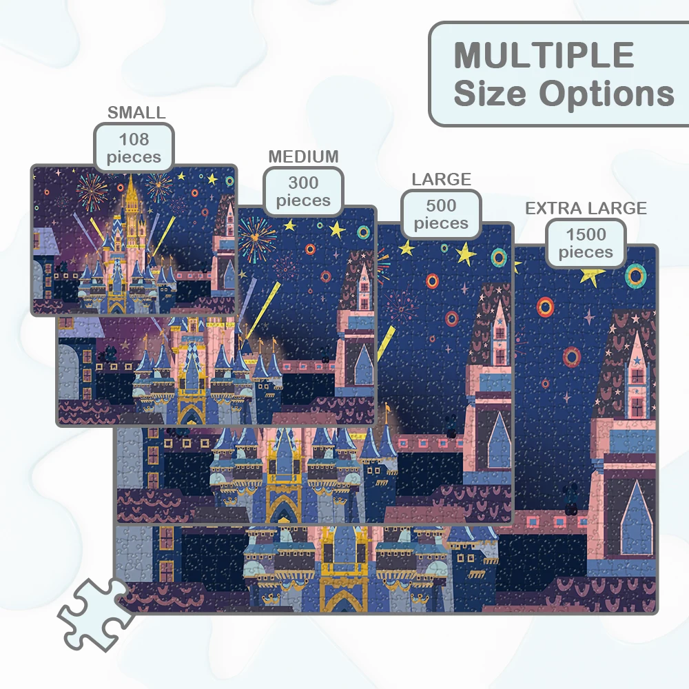 Duży puzzle dla dorosłych Disney Castle and Fireworks Disney Style Animation Games and Puzzles Cartoon Castle Night Scene Jigsaw Puzzle
