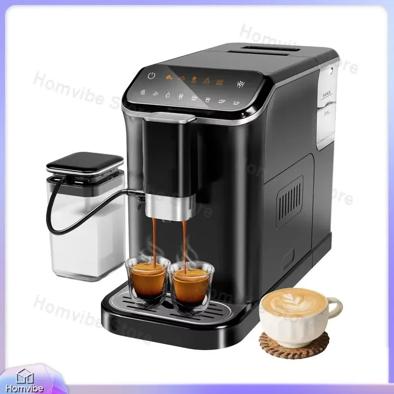 20 Bar Fully Automatic Espresso  with Built-in Grinder and Milk Frother One-Touch 6 Coffee Recipes 1.5L Water Tank