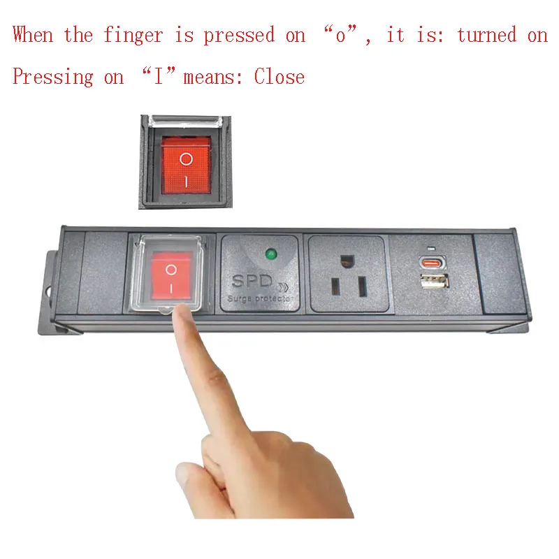 Aluminum alloy shell PDU power board US socket C14 port 1-10AC with double break switch surge protection TPC charging