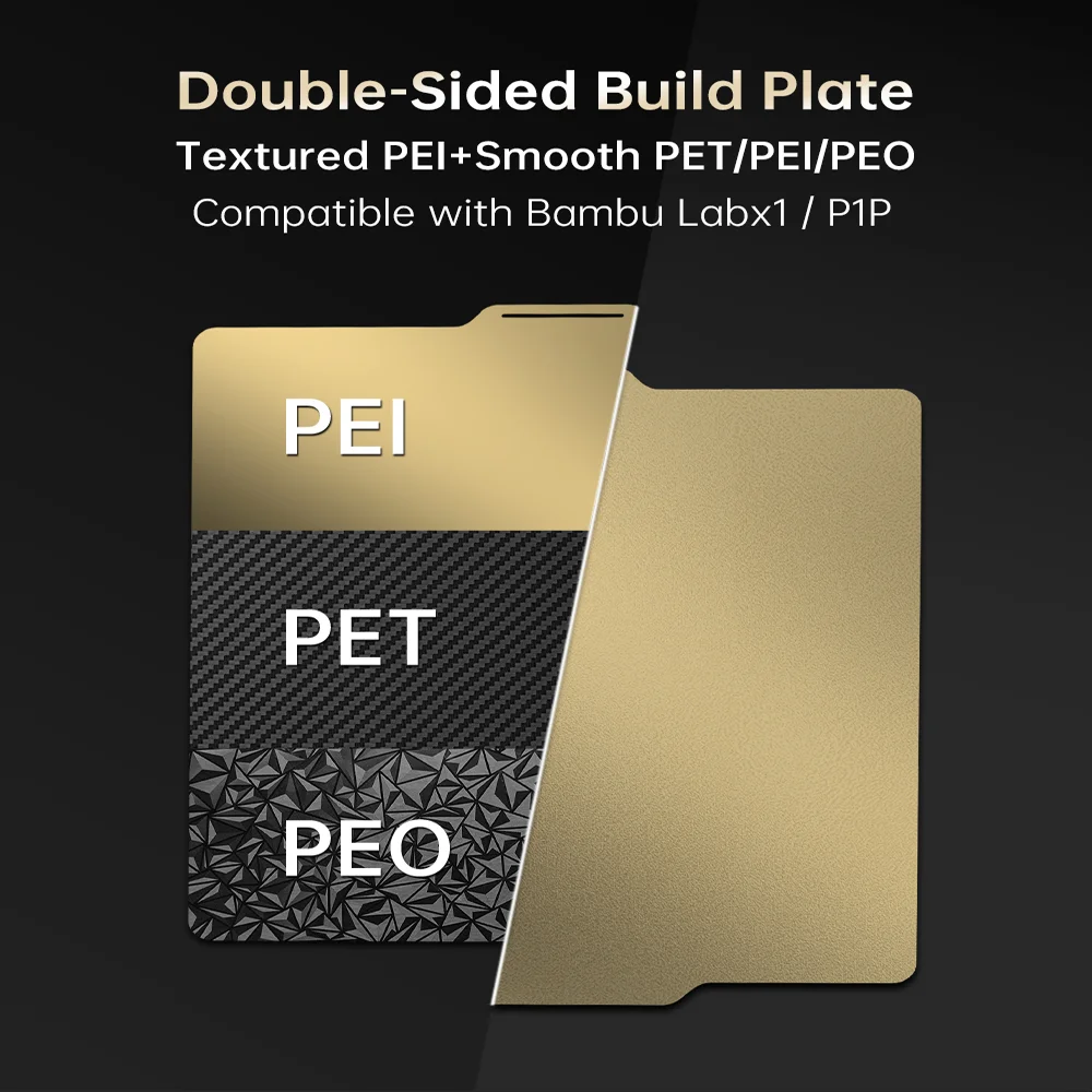 

BIGTREETECH Double Side Build Plate Texture PEI+Smooth PEI PET PEO 257x257mm Spring Steel Sheet For Bambu lab x1 p1p 3D Printer