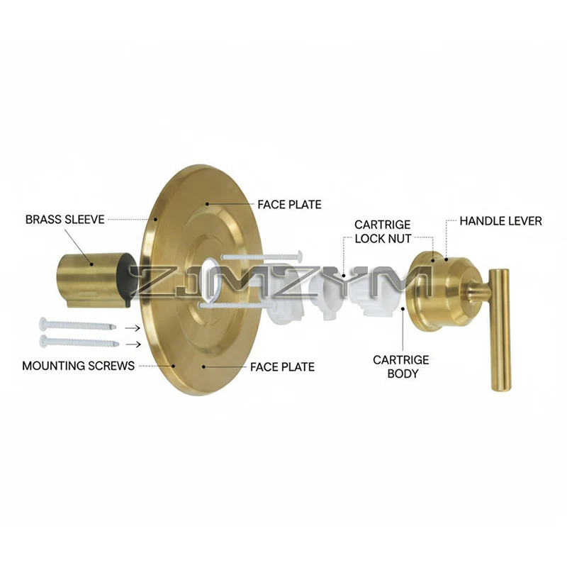 Single Function Shower Valve Handle Kit Bathroom Control Valve Water Mixer Valve Shower Valve Trim Plate and Handle Set