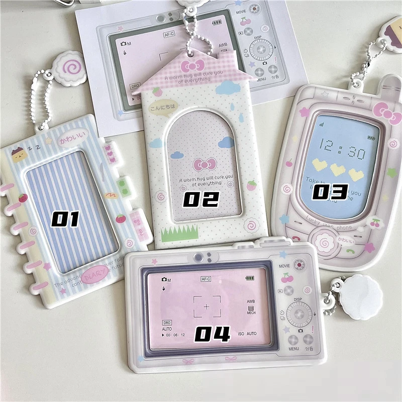 Portable Idol Card Holder Cute Camera Phone Photocard Holder Keychain Ins Idol Photo Card Protector Photo Sleeves Bus Card Case