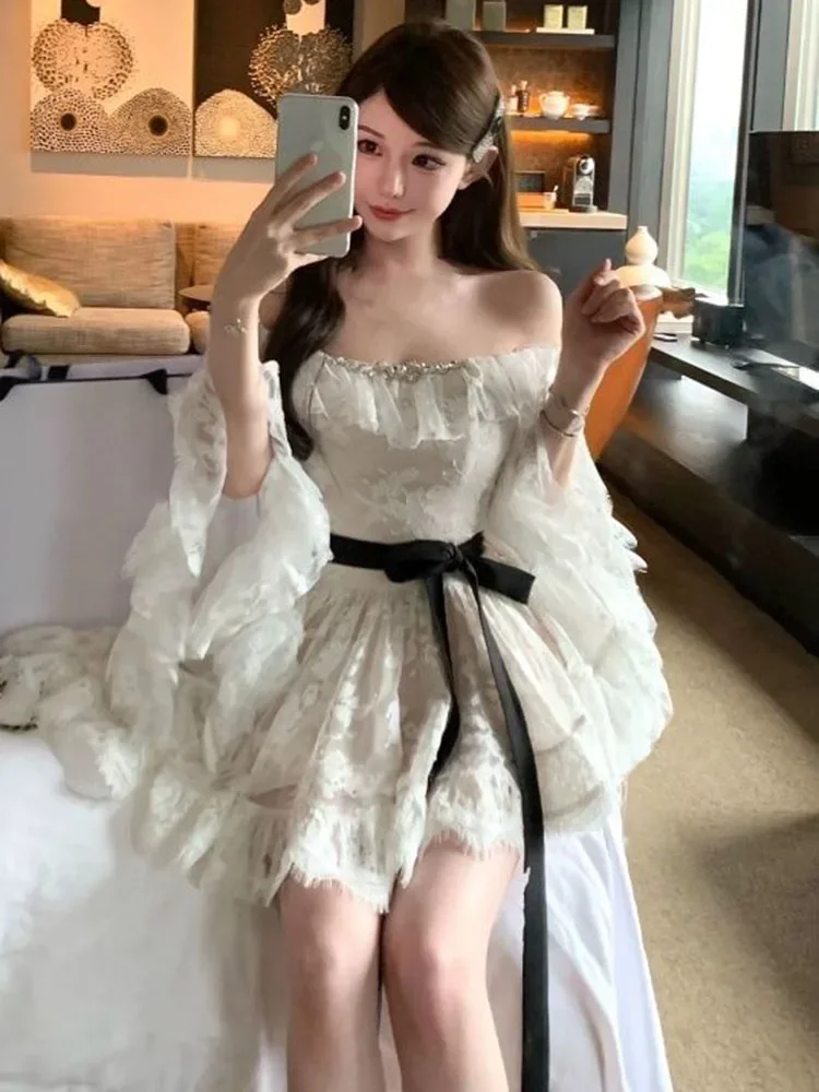 Japan Koreanischen Stil Bogen Süße frauen Kleider Sommer Subkulturelle Y2k Vestidos Mujer 2025, Sexy Punk Streetwear Maxi Kleid