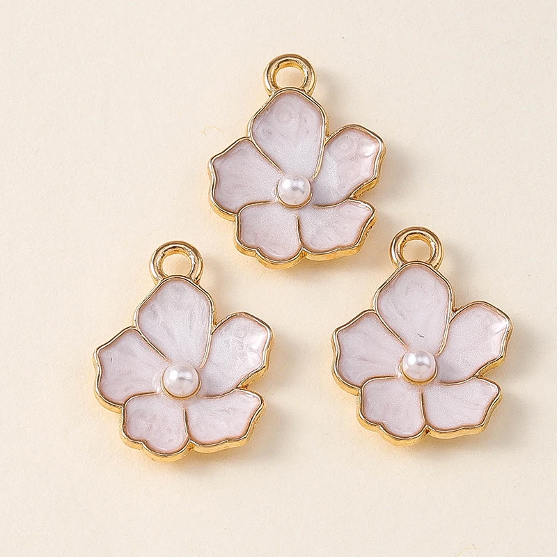 20 Stück gemischte niedliche weiße Emaille-Blumenanhänger für die Schmuckherstellung, DIY-Ohrringe, Halsketten, Armbänder, Zubehör – Detail 26