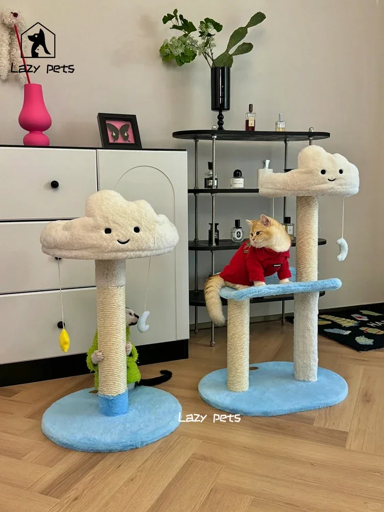 Cat climbing frame blue sky white clouds  scratching column cat nest integrated vertical scratching board pet cat toy