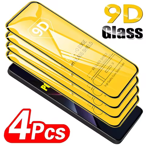 4PCS 9D Tempered Glass For Poco X7 Pro X6 X5 X4 GT X3 NFC Full Cover Screen Protector For Poco F6 Pro F5 M7 M6 M5S C65 C75 Glass