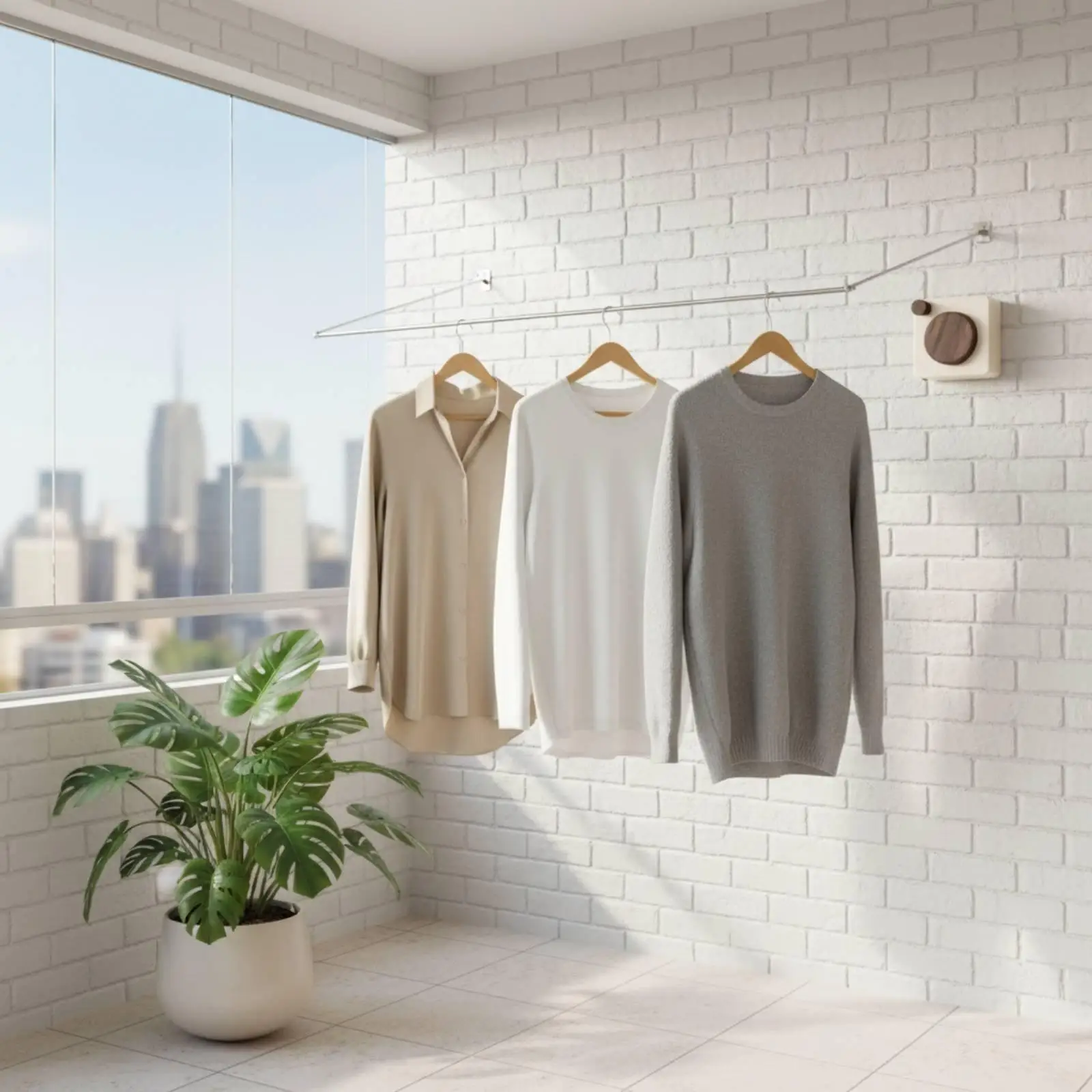 Invisible Drying Rope No Retractable Clothesline Vintage Design for Balcony