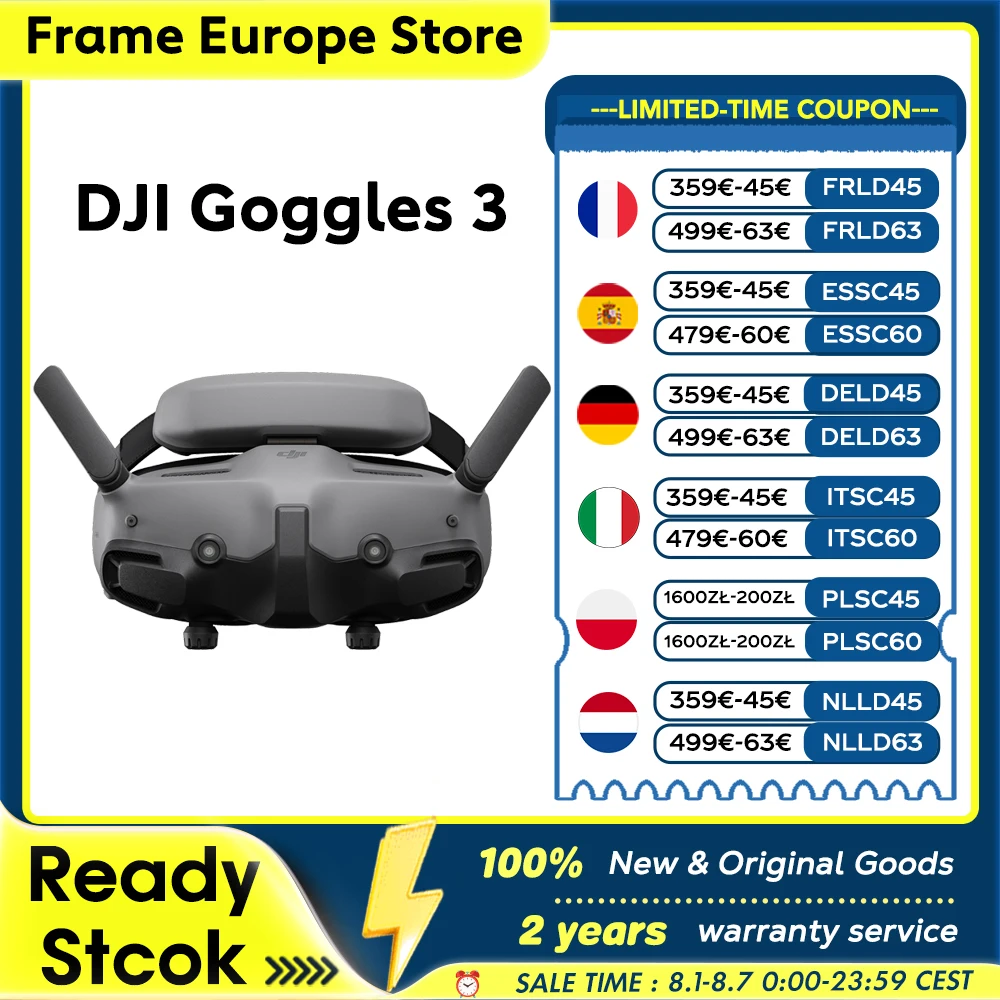 Lunettes FPV DJI Goggles 3, écrans micro-OLED, expérience de vol immersive, transmission vidéo HD O4, sans fil, DJI neuf d'origine